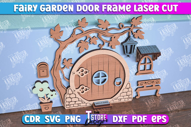 Fairy Garden Door Laser Cut Design | Fairy House | Multilayer File | CNC File SVG The T Store Design 