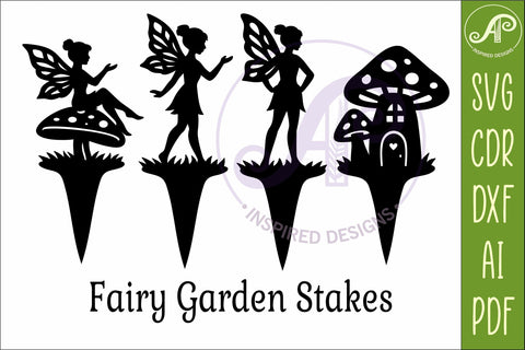 Fairy Garden Stakes SVG Designs| Cute Fairy & Mushroom 1 SVG APInspireddesigns 