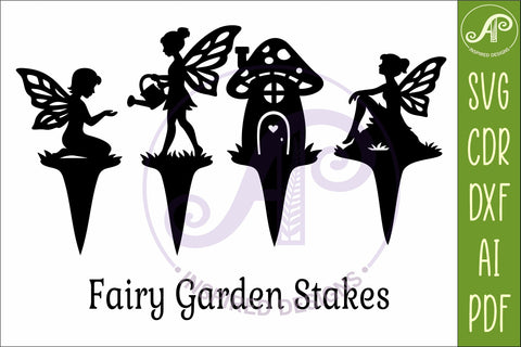 Fairy Garden Stakes SVG Designs| Cute Fairy & Mushroom 2 SVG APInspireddesigns 