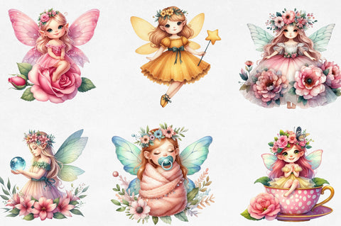 Fairy Garden Watercolor Clipart Sublimation SVGista 