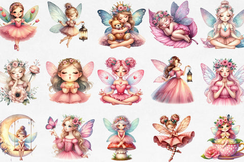 Fairy Garden Watercolor Clipart Sublimation SVGista 