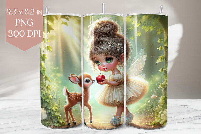 Fairy Girl and Fawn Tumbler Sublimation PNG Sublimation BijouBay 