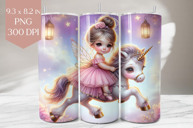 Fairy Girl Riding Unicorn Tumbler Sublimation PNG Sublimation BijouBay 
