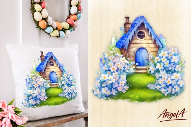 Fairy house flowers clip art png Sublimation Angelina Semenova 