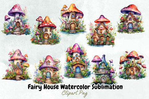 Fairy House Watercolor Sublimation Bundle Sublimation Designangry 