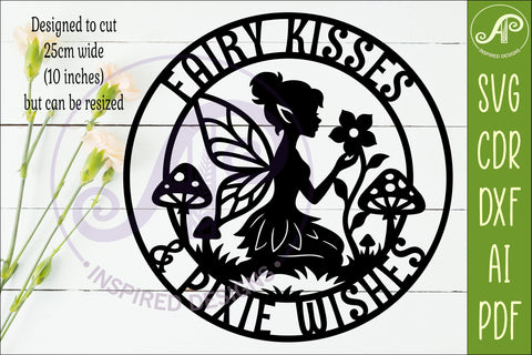 Fairy Kisses Pixie Wishes SVG | Fairy Wall Sign Laser Cut SVG APInspireddesigns 