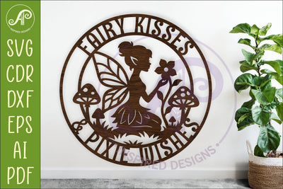 Fairy Kisses Pixie Wishes SVG | Fairy Wall Sign Laser Cut SVG APInspireddesigns 