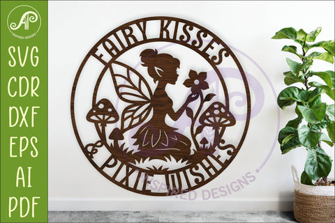 Fairy Kisses Pixie Wishes SVG | Fairy Wall Sign Laser Cut SVG APInspireddesigns 