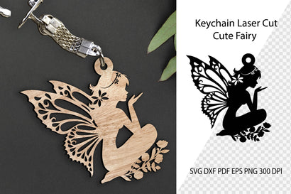 Fairy Laser Cut Keychain. Fairy SVG. Laser Cut File. SVG Samaha Design 