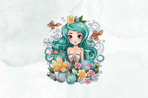 Fairy Mermaid Flower Sublimation Clipart Bundle Sublimation Designangry 