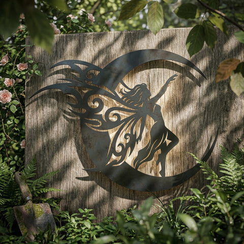 Fairy Metal Wall Art SVG | Plasma Cut Fairy Design | CNC Laser Cut File | Fantasy Fairy Silhouette Moon DXF Png Eps SVG HappyDesignStudio 