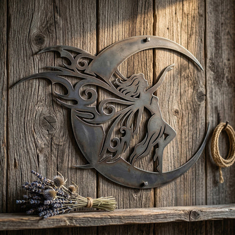 Fairy Metal Wall Art SVG | Plasma Cut Fairy Design | CNC Laser Cut File | Fantasy Fairy Silhouette Moon DXF Png Eps SVG HappyDesignStudio 