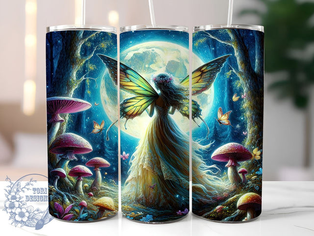Fairy Moon 20oz Skinny Tumbler PNG, Beautiful Fairy Tumbler Sublimation Wrap, Straight & Tapered Tumbler Wrap, Instant Digital Download Sublimation ToriDesigns 