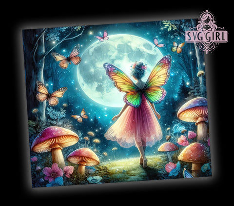 Fairy Moon 20oz Tumbler Wrap Sublimation Design, Straight Tapered Tumbler Wrap, Fairy Tumbler Png, Instant Digital Download Sublimation SvggirlplusArt 