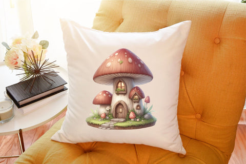 Fairy Mushroom House Watercolor Clipart Sublimation designartist 