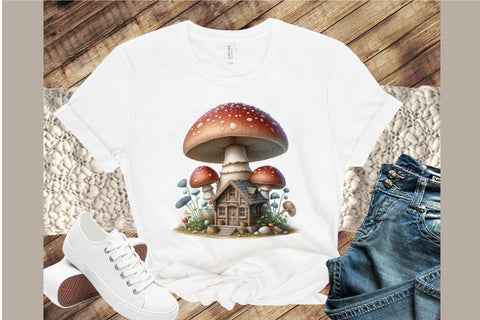 Fairy Mushroom House Watercolor Clipart Sublimation designartist 