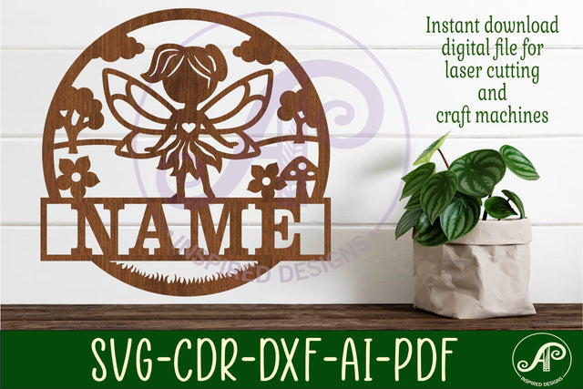 Fairy name sign svg laser cut template SVG APInspireddesigns 