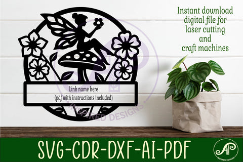 Fairy Name Sign SVG, Mushroom Fairy Nursery Sign SVG APInspireddesigns 