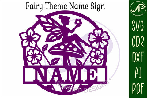 Fairy Name Sign SVG, Mushroom Fairy Nursery Sign SVG APInspireddesigns 