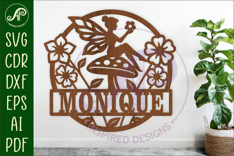 Fairy Name Sign SVG, Mushroom Fairy Nursery Sign SVG APInspireddesigns 