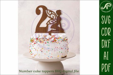 Fairy number cake toppers, 10 designs SVG laser cut SVG APInspireddesigns 