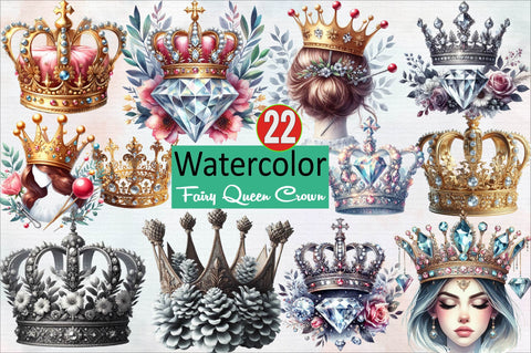 Fairy Queen Crown Sublimation Clipart Bundle Sublimation SVGArt 