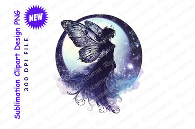 Fairy Silhouette With Butterfly Wings And Moon Sublimation Regulrcrative 