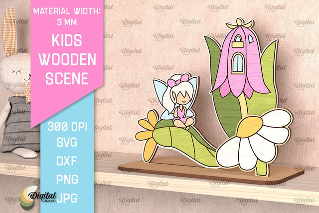 Fairy SVG. Kids Wooden Scene Laser Cut. Kids Design SVG SVG Evgenyia Guschina 