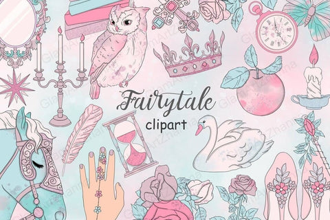 Fairy Tale CLIPART Cute Princess Illustration Stickers - PNG SVG GlamArtZhanna 