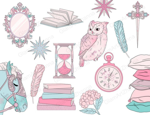 Fairy Tale CLIPART Cute Princess Illustration Stickers - PNG SVG GlamArtZhanna 