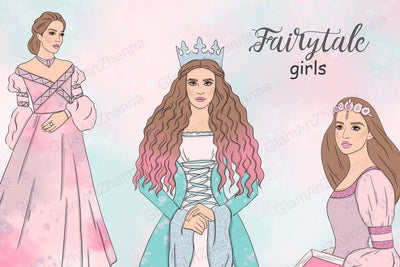 Fairy Tale GIRLS Chic Fashion Woman Illustration Images PNG SVG GlamArtZhanna 