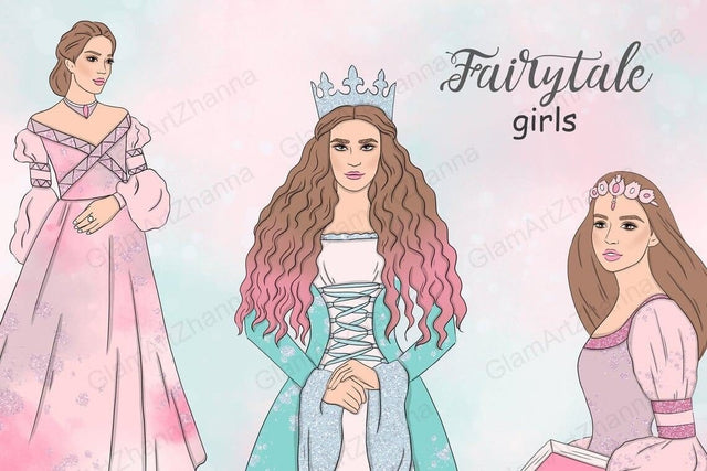 Fairy Tale GIRLS Chic Fashion Woman Illustration Images PNG SVG GlamArtZhanna 