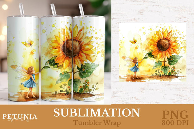 Fairy Tumbler | 20 Oz Sublimation Tumbler Wrap Sublimation Petunia Digital Design 