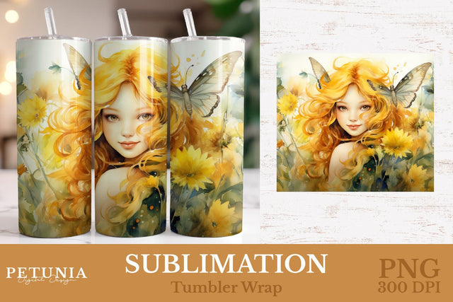 Fairy Tumbler | 20 Oz Sublimation Tumbler Wrap Sublimation Petunia Digital Design 
