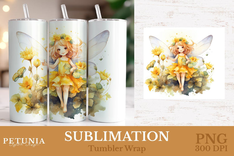 Fairy Tumbler | 20 Oz Sublimation Tumbler Wrap Sublimation Petunia Digital Design 