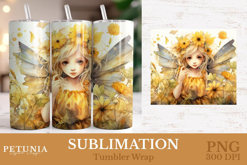 Fairy Tumbler | 20 Oz Sublimation Tumbler Wrap Sublimation Petunia Digital Design 