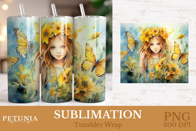 Fairy Tumbler | 20 Oz Sublimation Tumbler Wrap Sublimation Petunia Digital Design 