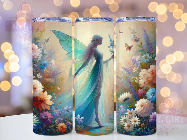 Fairy Tumbler, Floral Pixie Design, 20oz Skinny Tumbler, Sublimation PNG, Cottagecore Aesthetic, Spring Decor, Magical Gift Sublimation SvggirlplusArt 