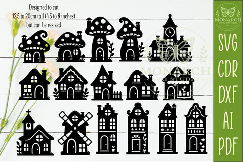 Fairy Village SVG Bundle | 16 Fantasy House and Mushroom House Laser Cut Files SVG APInspireddesigns 