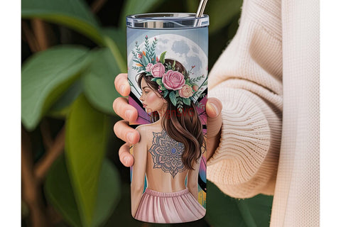 Fairy Wings & Flowers 20oz Tumbler Wrap Sublimation DesignSVG 