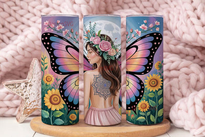 Fairy Wings & Flowers 20oz Tumbler Wrap Sublimation DesignSVG 