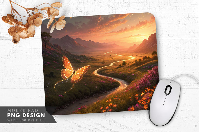 Fairytale Butterfly Glow Mouse Pad Design Sublimation Regulrcrative 