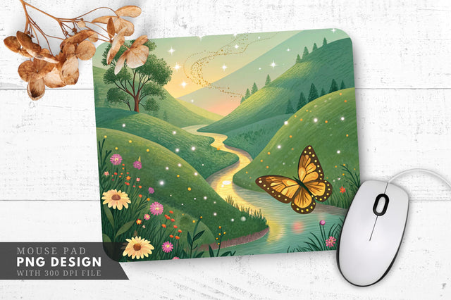 Fairytale Butterfly Glow Mouse Pad PNG Design Sublimation Regulrcrative 