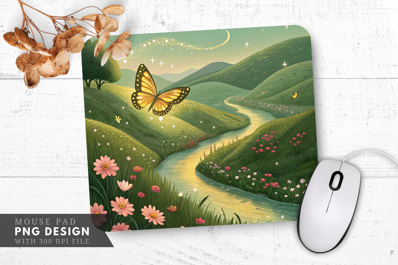 Fairytale Butterfly Glow Mouse Pad PNG Sublimation Regulrcrative 