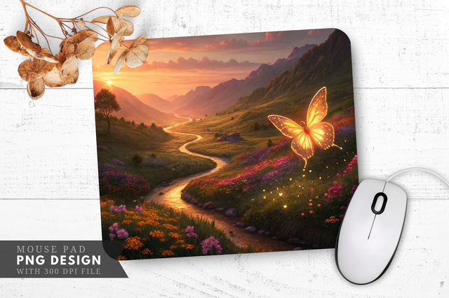 Fairytale Butterfly Glow Mouse Pad Sublimation Design Sublimation Regulrcrative 