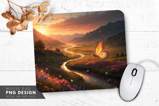 Fairytale Butterfly Glow Mouse Pad Sublimation Regulrcrative 