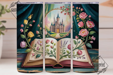 Fairytale Castle Book 20oz Tumbler Wrap Sublimation sassyprint 
