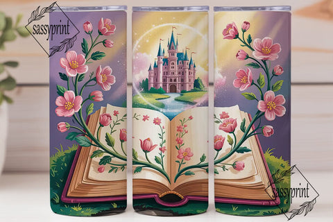 Fairytale Castle Book 20oz Tumbler Wrap Sublimation sassyprint 