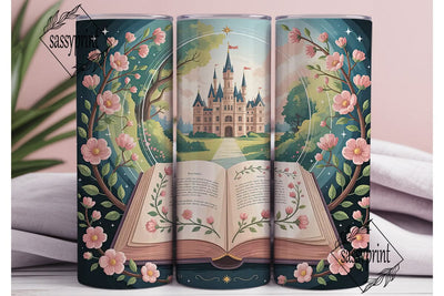 Fairytale Castle Book 20oz Tumbler Wrap Sublimation sassyprint 