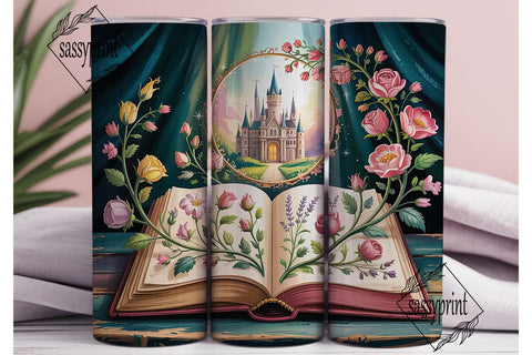 Fairytale Castle Book 20oz Tumbler Wrap Sublimation sassyprint 